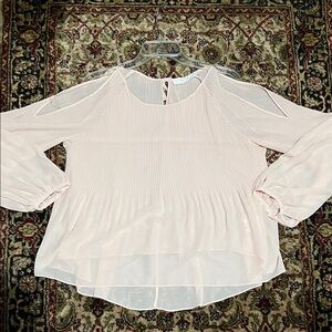 Astr Light Pink Pleated Semi Sheer Blouse Size Medium